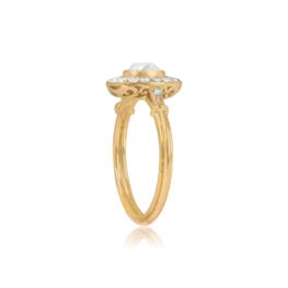 Diamond Halo 18k Yellow Gold Ring Faro Ring 14977 Top Side View