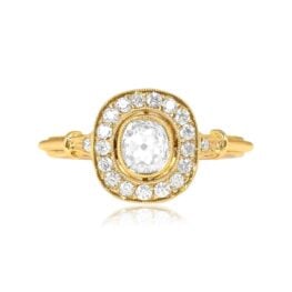 Diamond and 18k Yellow Gold Ring Faro Ring Top View 14977