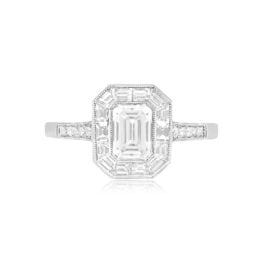 Top View Emerald Cut Diamond Engagement Ring Tillson Ring 15054