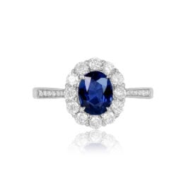 Top View 1.10 Sapphire and Diamond Engagement Ring Castella Ring 15056