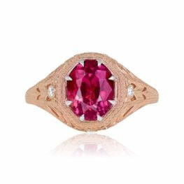 Top View 2.04 carat Pink Tourmaline on 18k Rose Gold Ring 15080