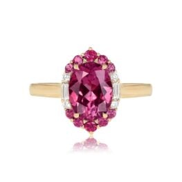 Top View 2.10 carat Oval-Cut Pink Tourmaline Gemstone Ring 15081