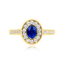 Antalya Ring Top View Sapphire and Diamond Halo Ring