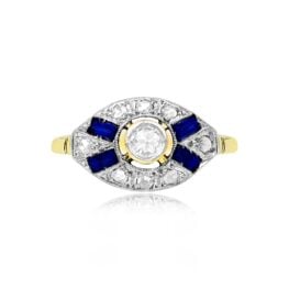 Top View Diamond and Sapphire Engagement Ring Altamont Ring 15124