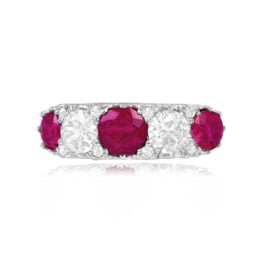 Top View Ruby and Diamond on Platinum Engagement Ring 15131