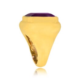Top Side View Emerald Cut Large Amethyst Ring 15144