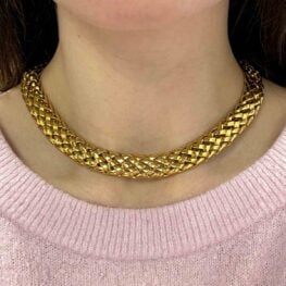 Van Cleef and Arpels Woven Necklace 15149 Worn Top View