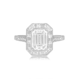 1.80 Carat Emerald Cut Diamond Ring Cremona Ring Top View