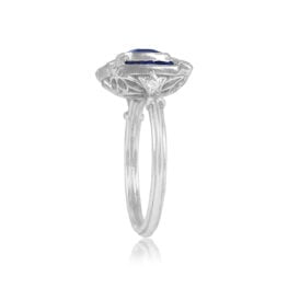Platinum, Sapphire and Sapphire Halo Ring Sorrento Blue Ring 15197
