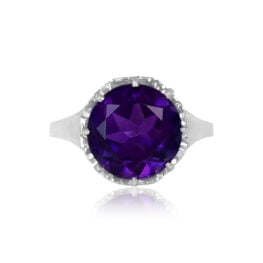 Top View 4.25 carat Amethyst Engagement Ring Zaria Ring 15207