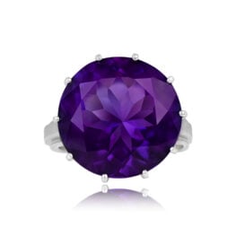 Top View Amethyst on Platinum Engagement Ring Arvola Ring 15209