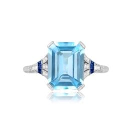 Emerald Cut Aquamarine Ring Holt Ring Top View
