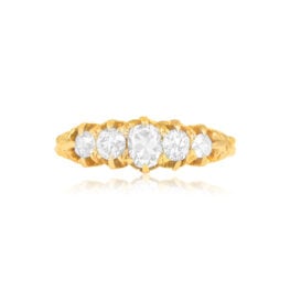 Top View Victorian Era Diamond Ring Featuring Cushion Cut Center 15231