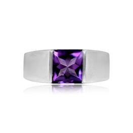 Top View Square-Cut Amethyst on 18k White Gold Ring 15233