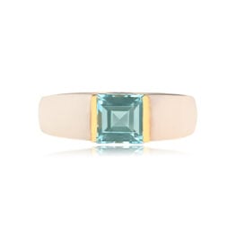 Top View Aquamarine and Mother of Pearl Ring 15235