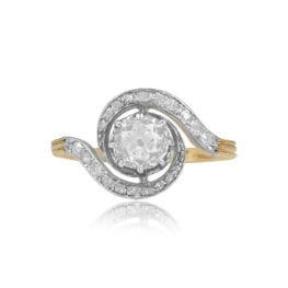 Top View French Vintage Platinum on Gold Ring Melina Ring 15244