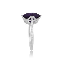 Top Side View Amethyst and Platinum Gemstone Ring 15300