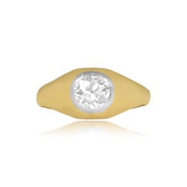 Top View Old European Cut Diamond 14k Yellow Gold Ring 15322