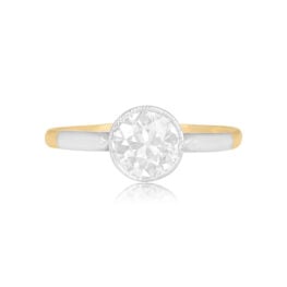 Top View Diamond and Gold Solitaire Engagement Ring 15329