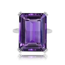 Top View Amethyst and Platinum Gemstone Ring Manitoba Ring 15350