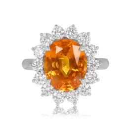 Natural Orange Sapphire Ring Nyons Ring Top View Product Photo DYL17