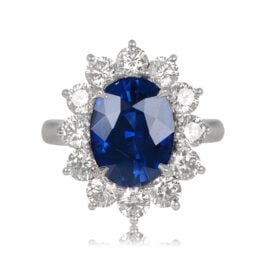 Diamond Halo and Sapphire Halo Ring DYL4 Wharton Ring Top View