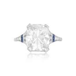 Vintage Elongated Cushion Cut Diamond Engagement Ring Top View HER301