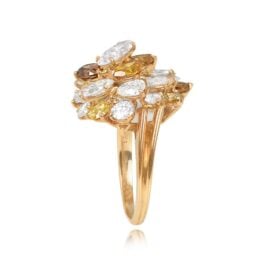 18k Yellow Gold and Cluster Diamond Ring Oscar Heyman Ring Top Side View
