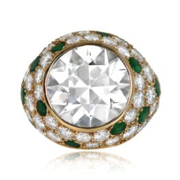 10.10ct Diamond and Emerald Gold Signed Cocktail Ring - SB503 TV