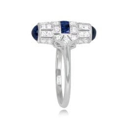 French and Cabochon Cut Sapphire Ring - Waldorf Ring